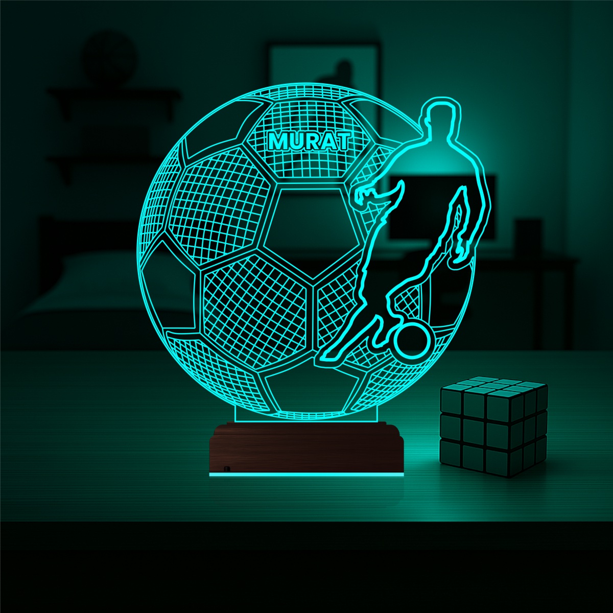 Подарок мужчине: футболист с мячом 3d светильник 2