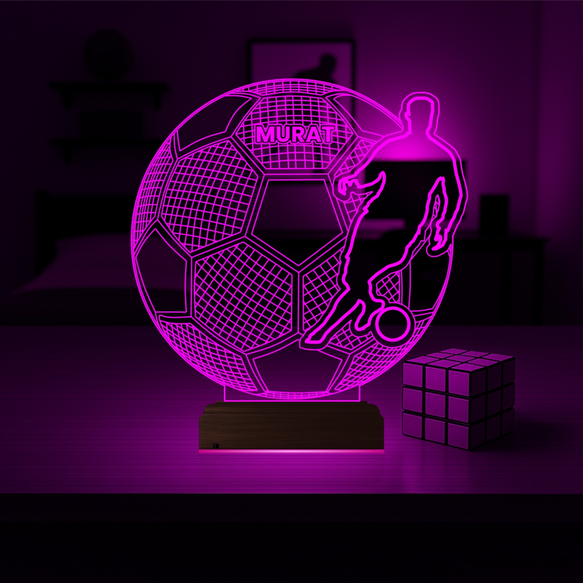 Подарок мужчине: футболист с мячом 3d светильник 3