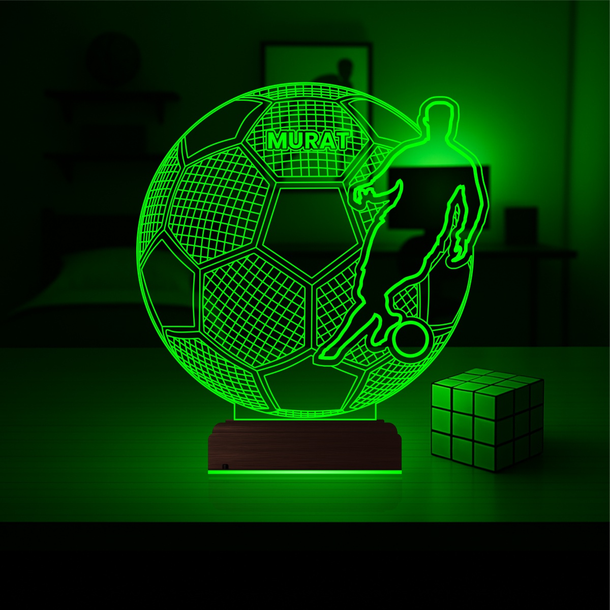 Подарок мужчине: футболист с мячом 3d светильник 4
