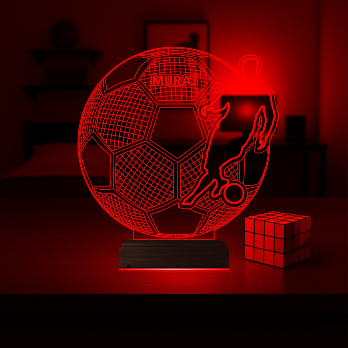 Подарок мужчине: футболист с мячом 3d светильник 5