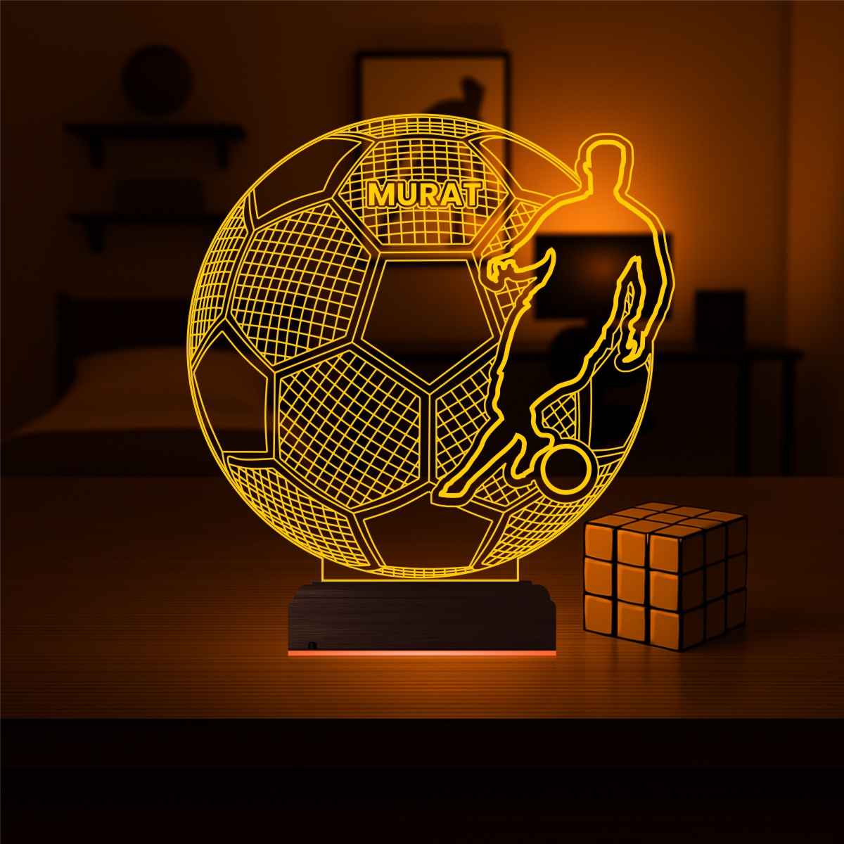 Подарок мужчине: футболист с мячом 3d светильник 6