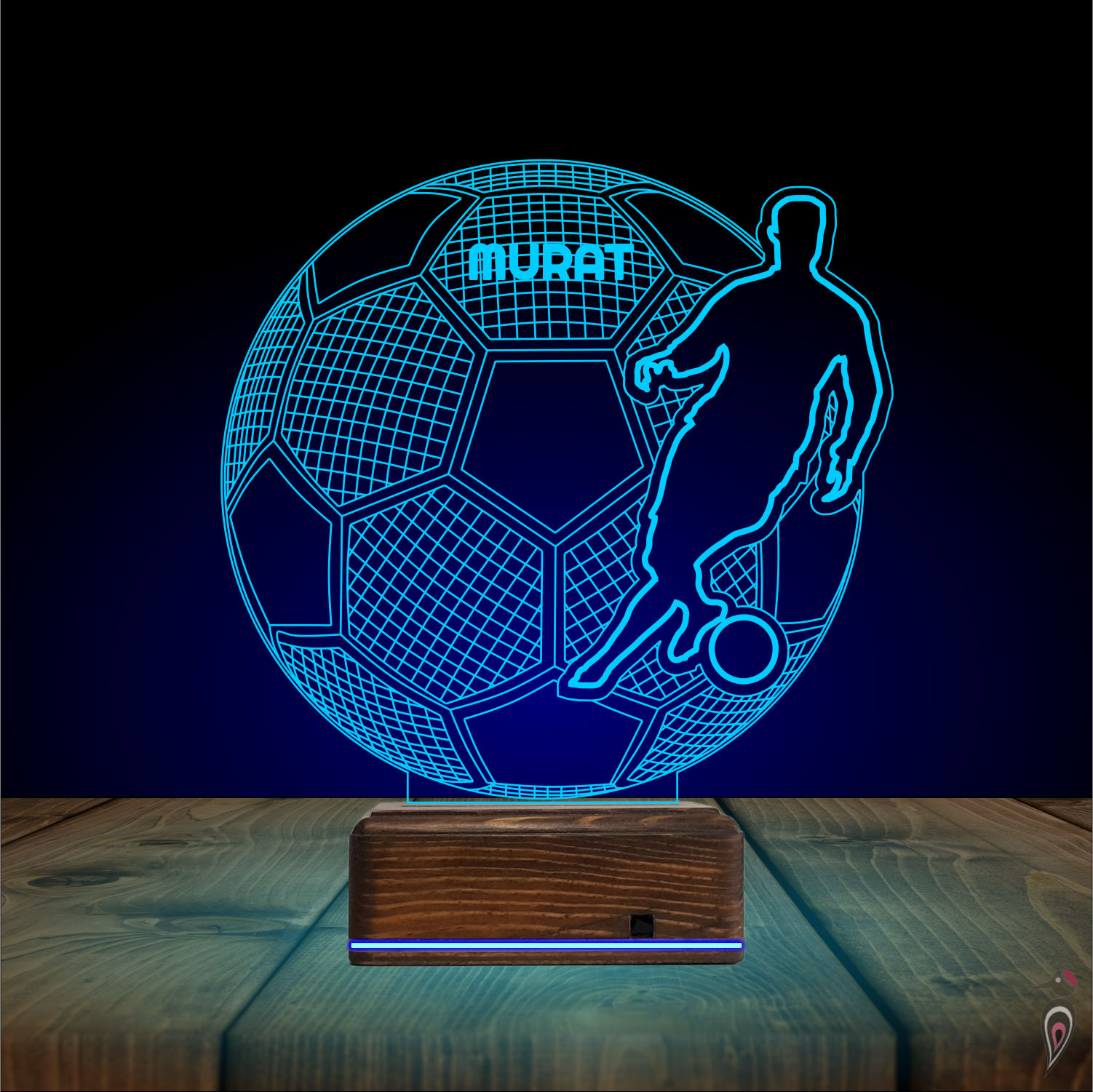 Подарок мужчине: футболист с мячом 3d светильник 8