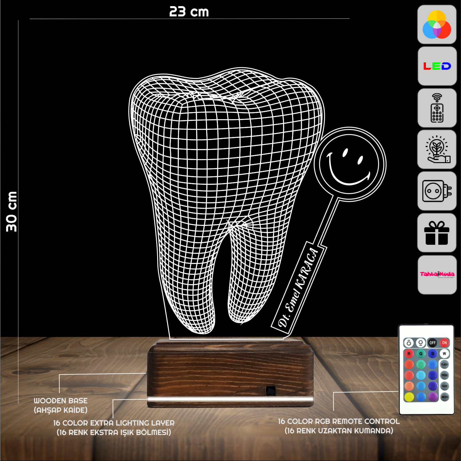 Зуб Стоматолога — 3D LED Ночник | Подарок врачу
