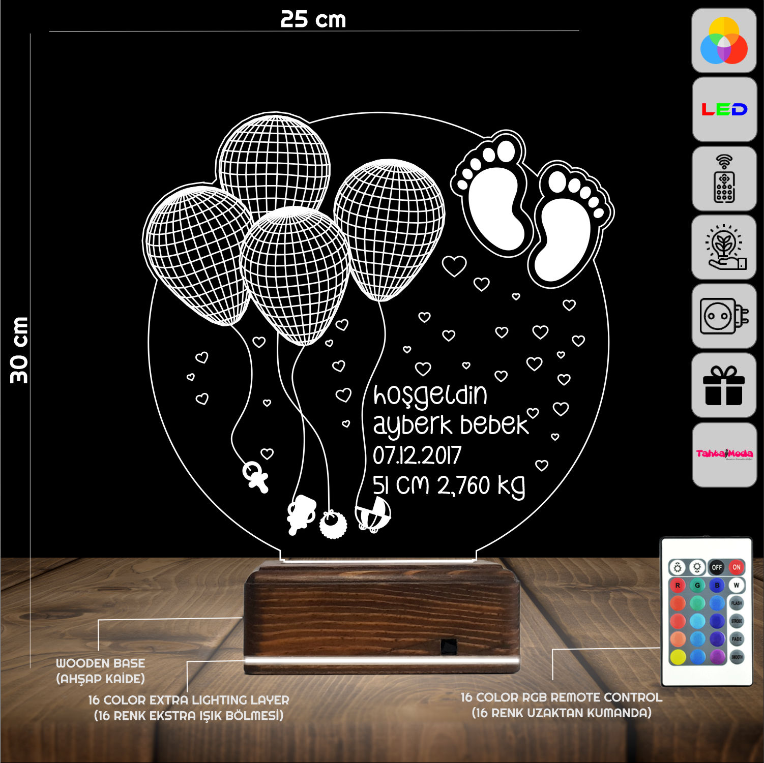 Именной подарок: детские ножки с шариками 3d светильник 9