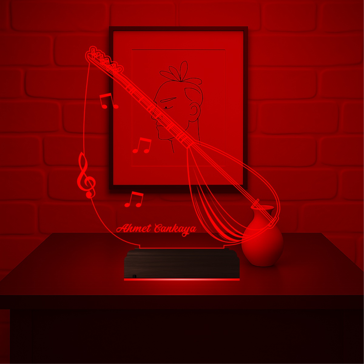 Саз — 3D LED Ночник | Именной подарок музыканту