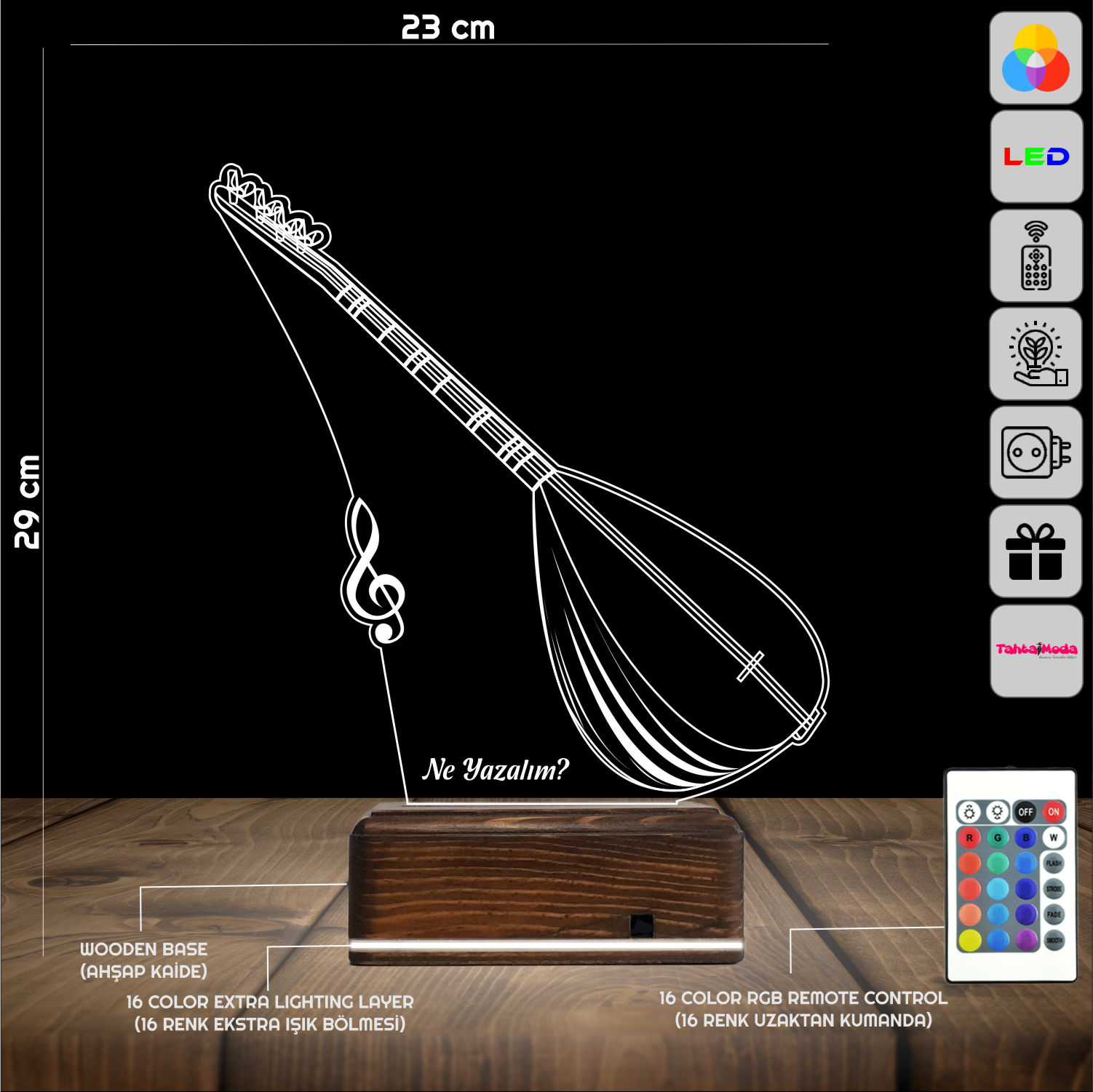 Саз — 3D LED Ночник | Именной подарок музыканту