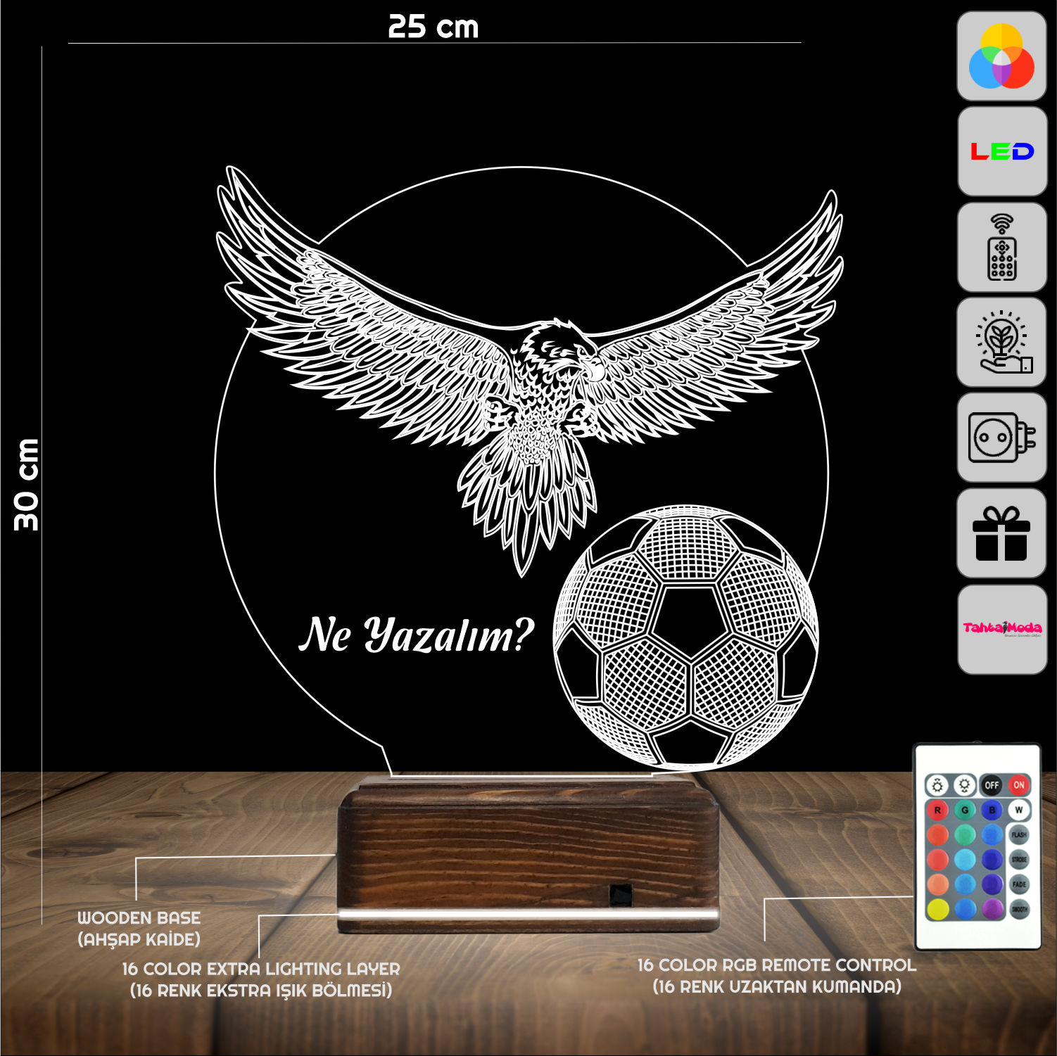 Орёл и Футбол — 3D LED Ночник | Именной подарок