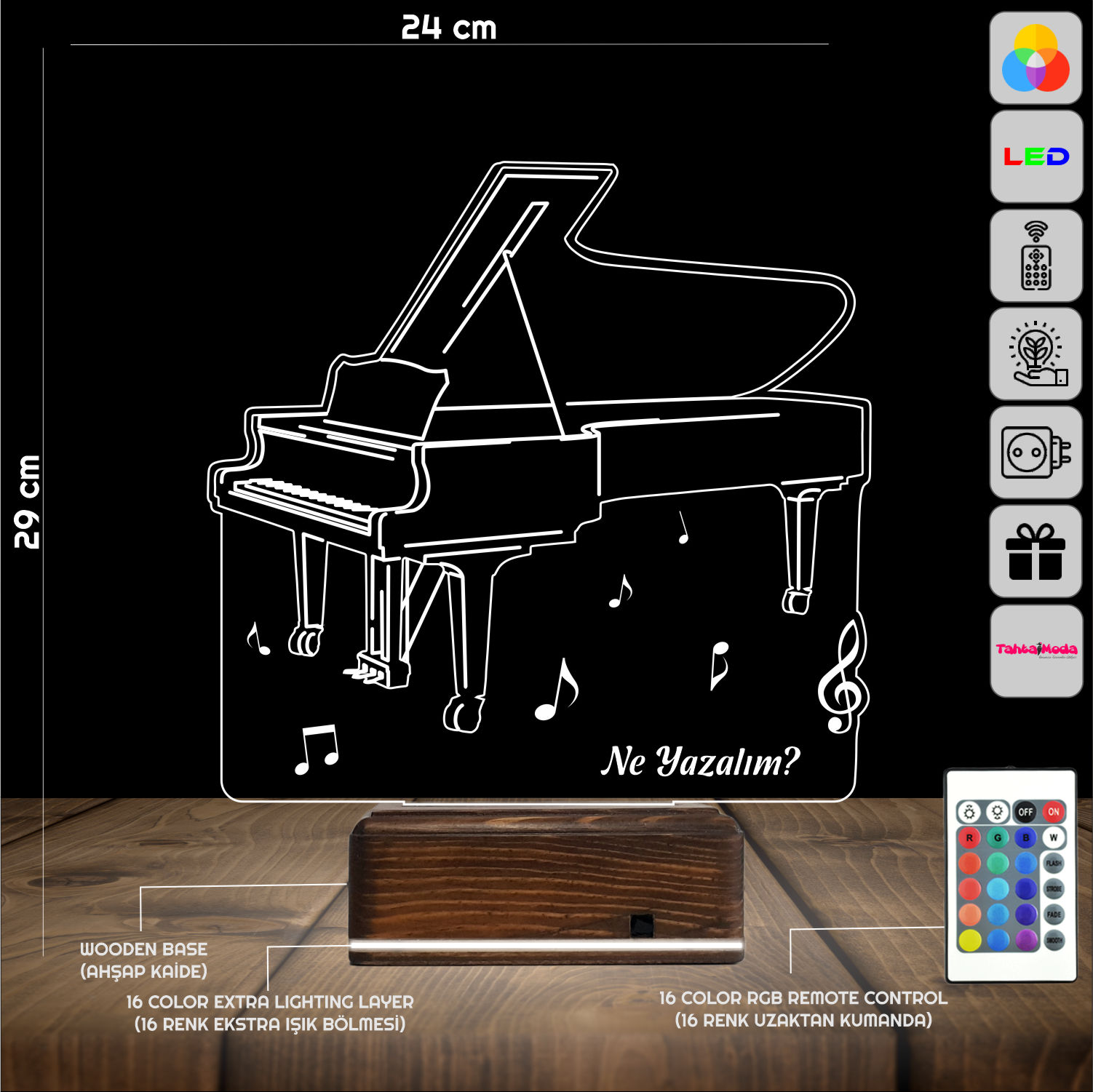 Пианино — 3D LED Ночник | Подарок музыканту