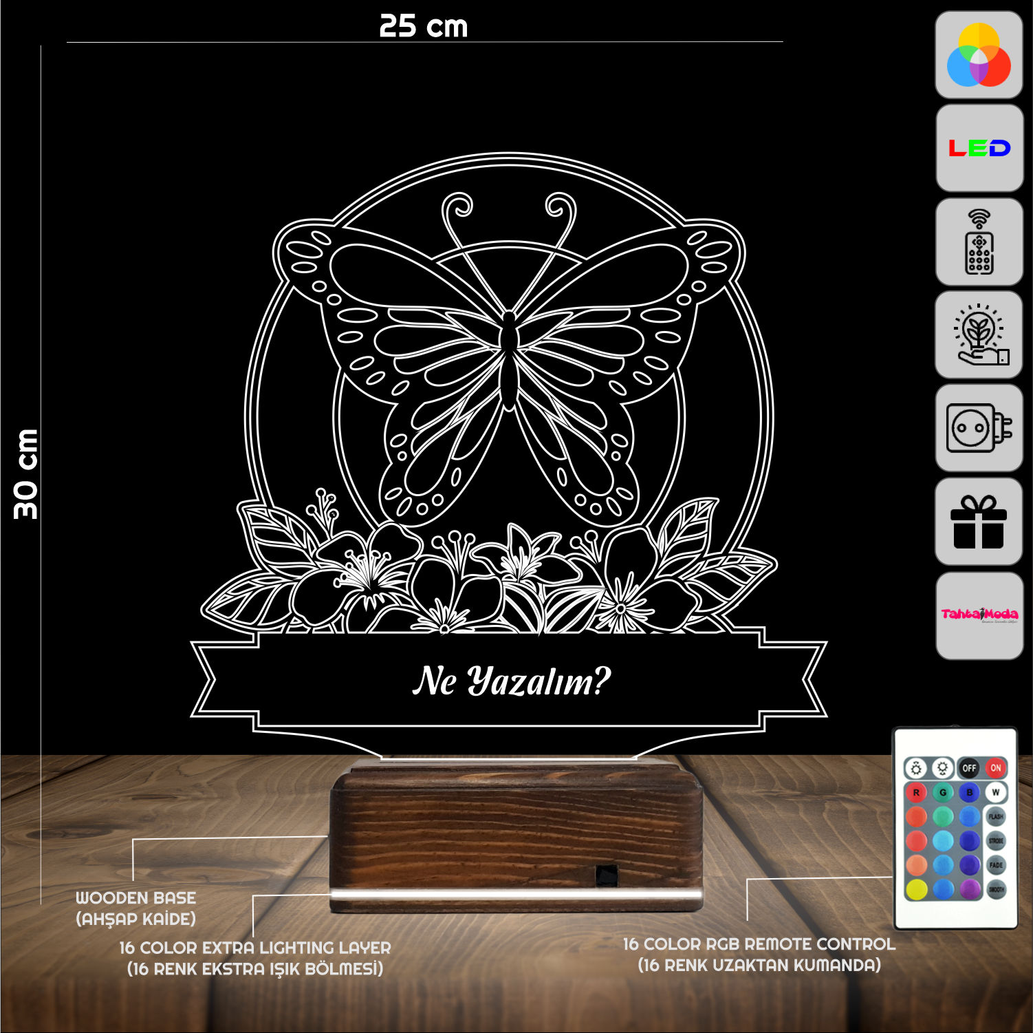 Бабочка — 3D LED Ночник с именем | Подарок женщине