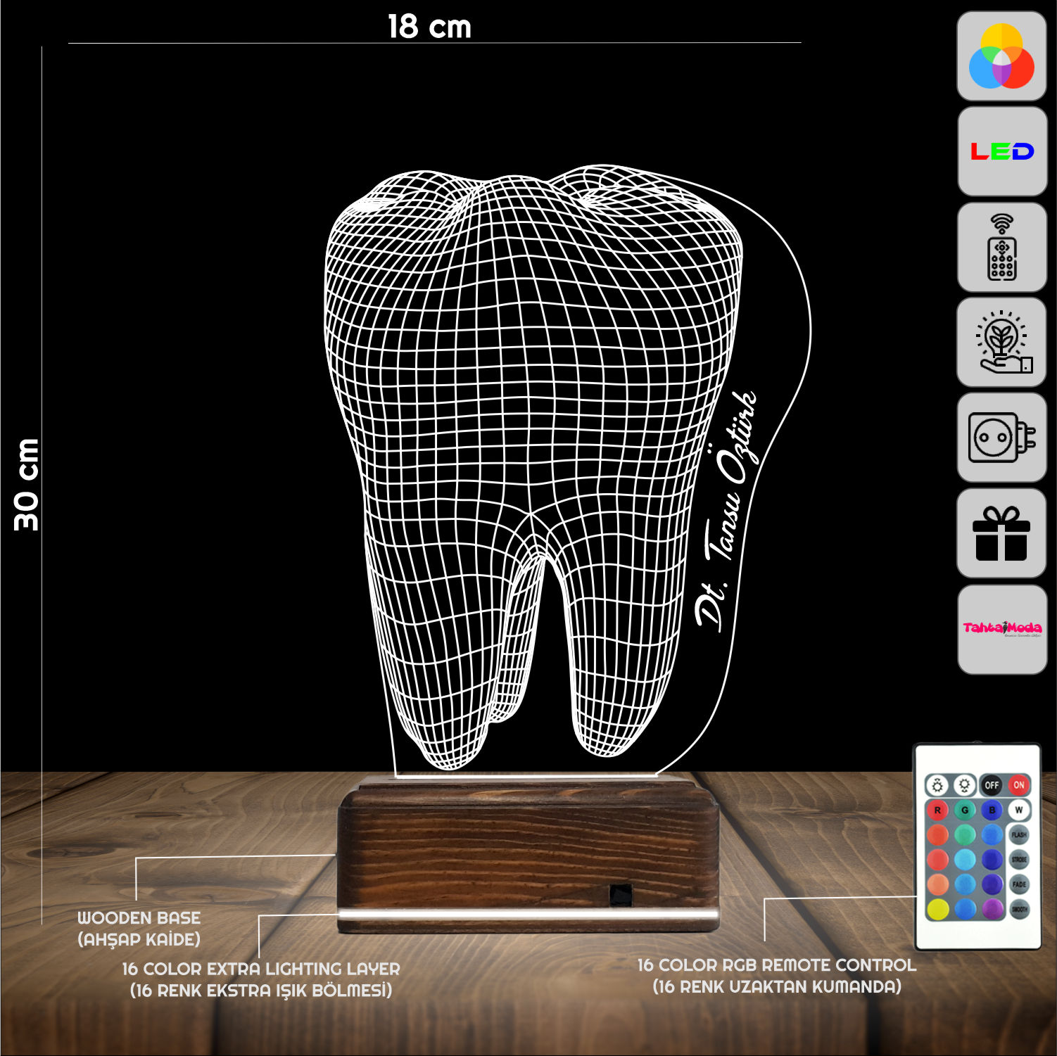 Зуб 3D Ночник для Стоматолога