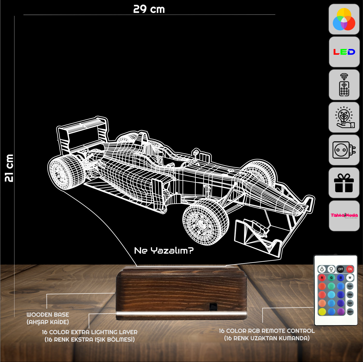 Болид Формулы-1 — 3D LED Ночник | Подарок фанату гонок