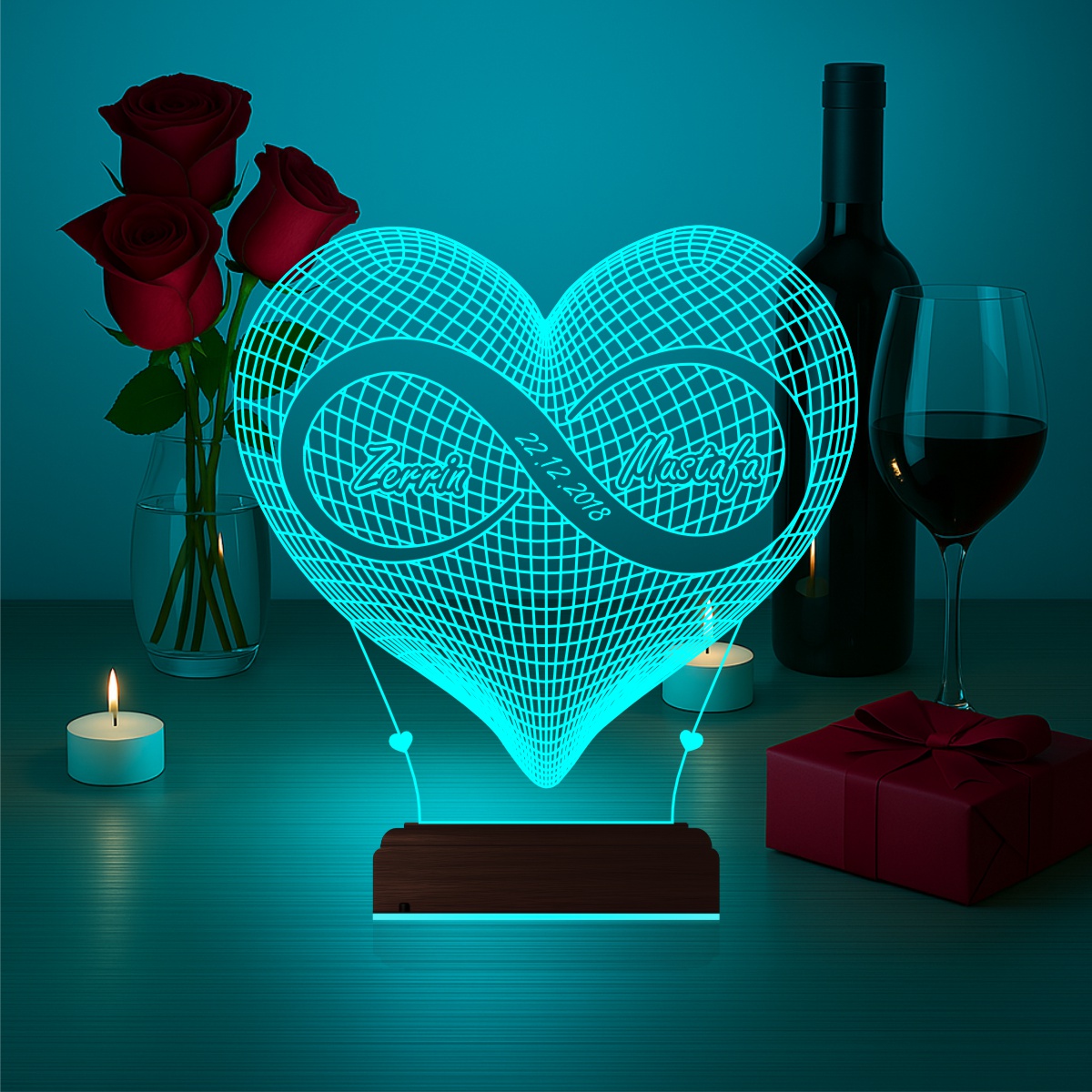 Сердце бесконечность — 3D LED Ночник | Подарок на годовщину