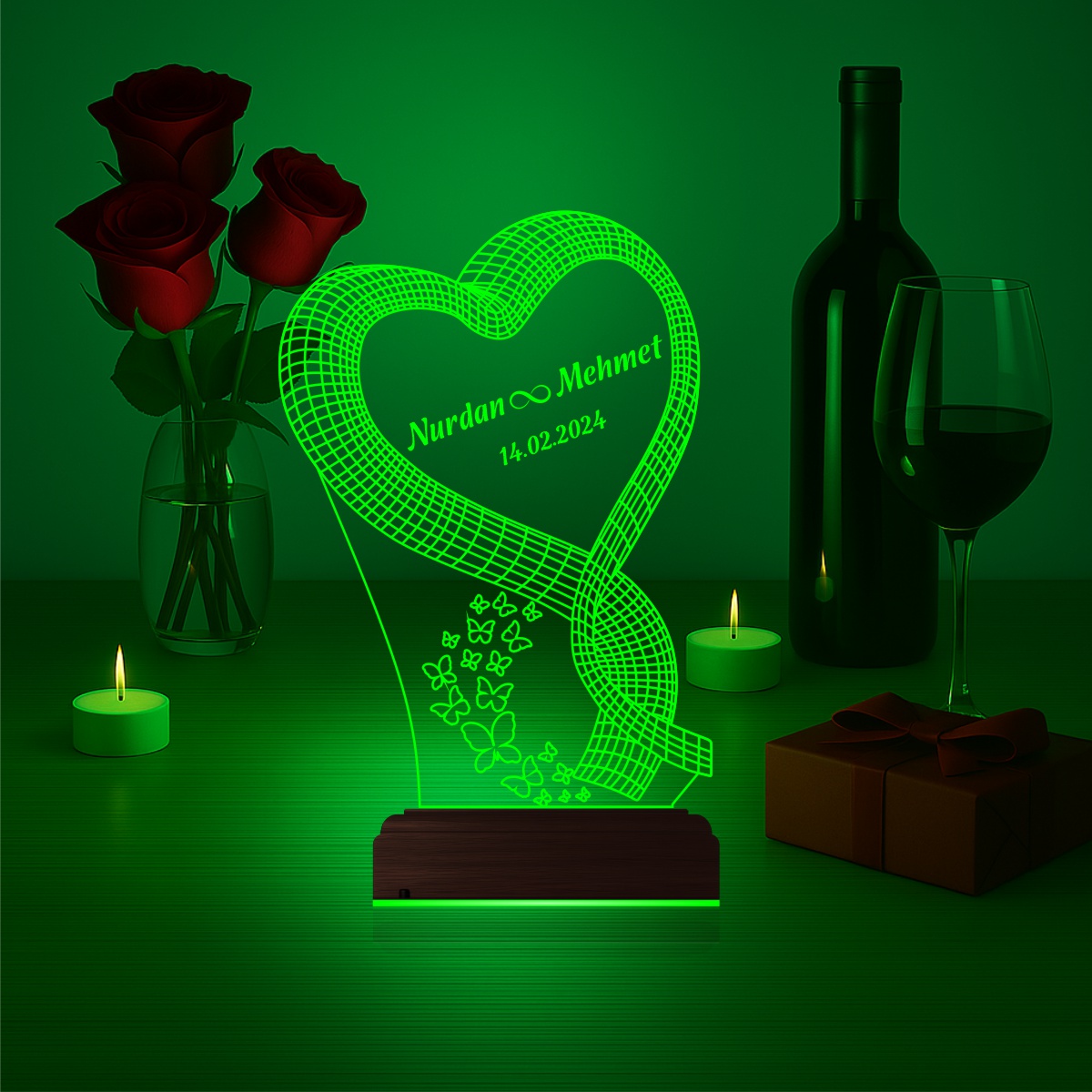 Романтический подарок: сердце с надписями 3d светильник 5