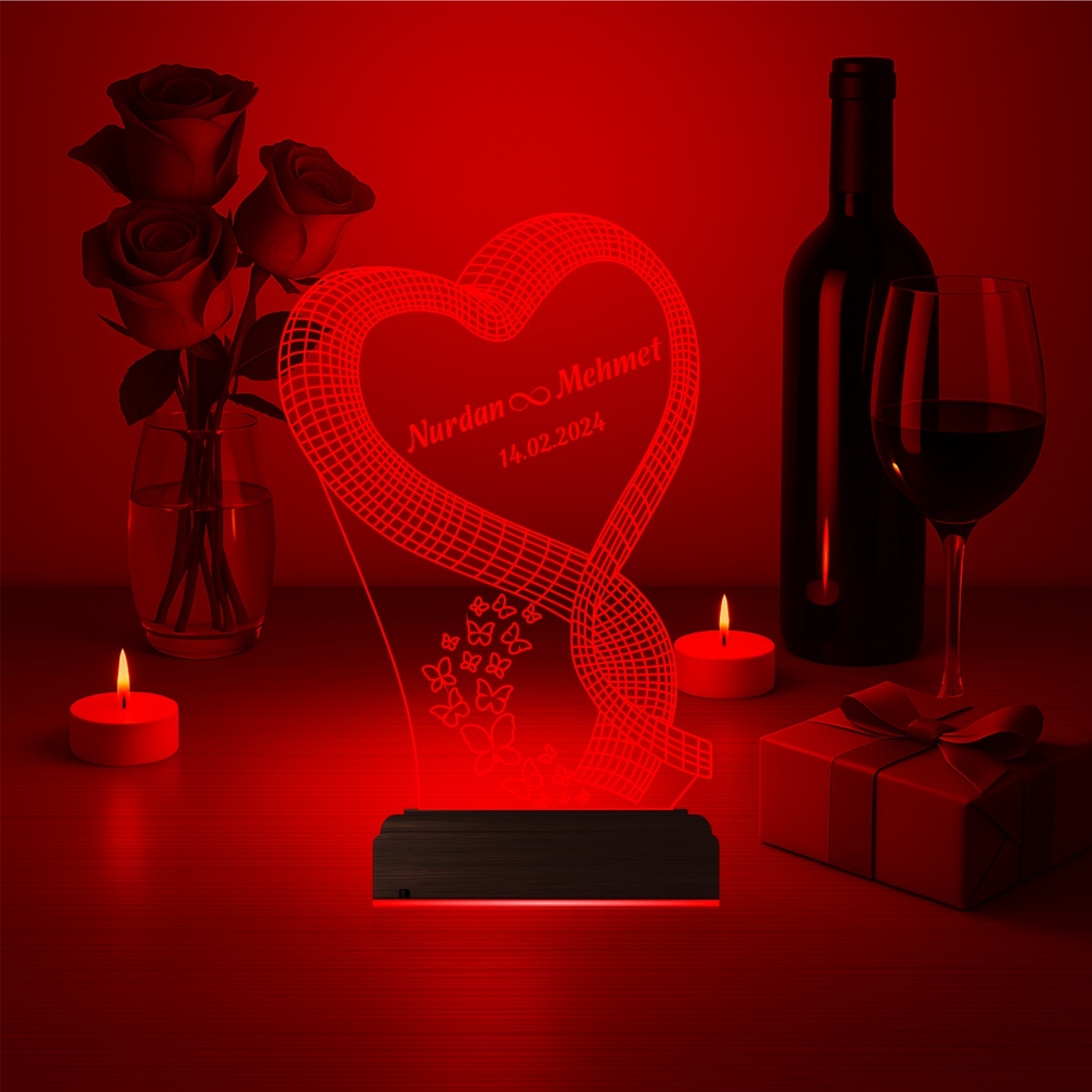 Романтический подарок: сердце с надписями 3d светильник 6