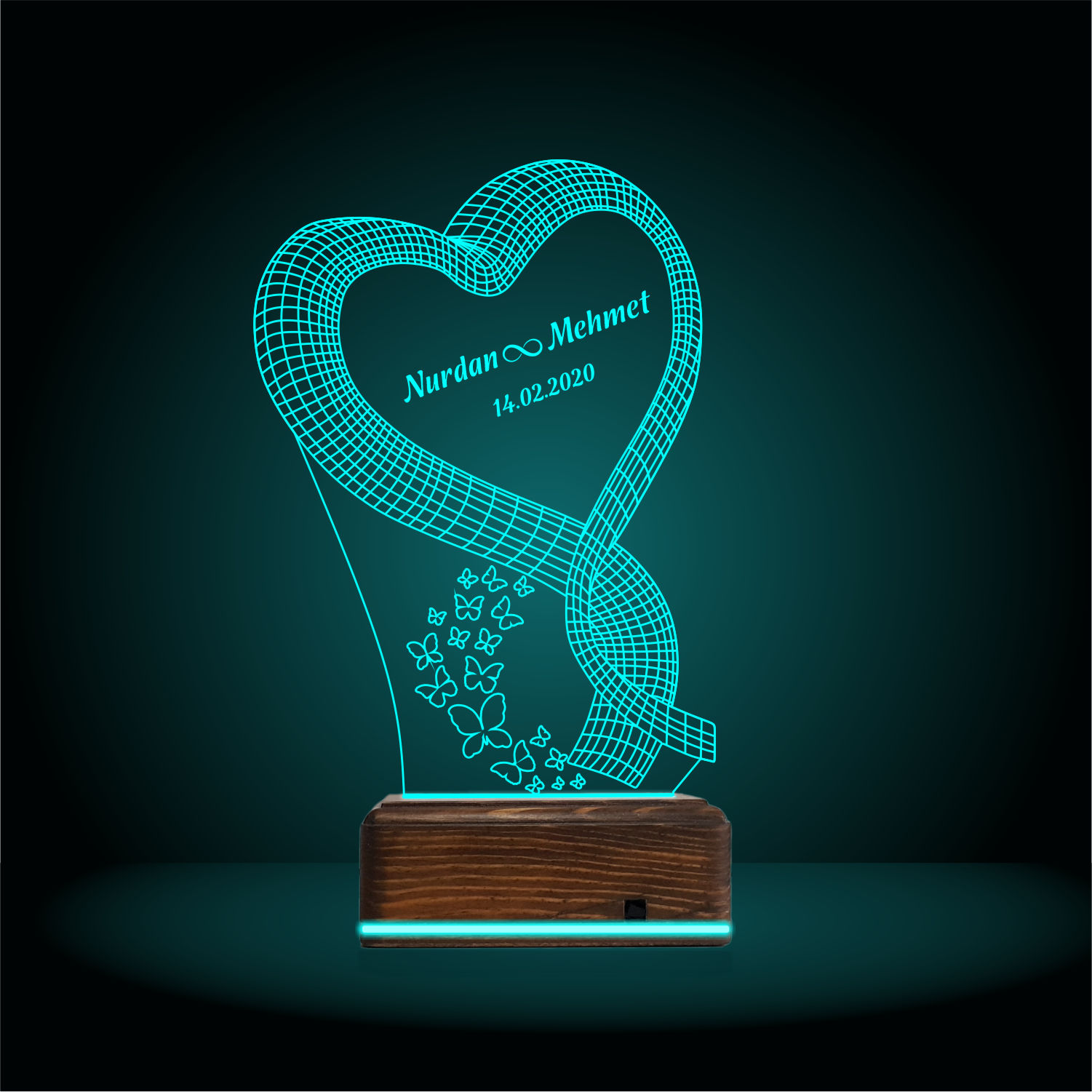 Романтический подарок: сердце с надписями 3d светильник 8