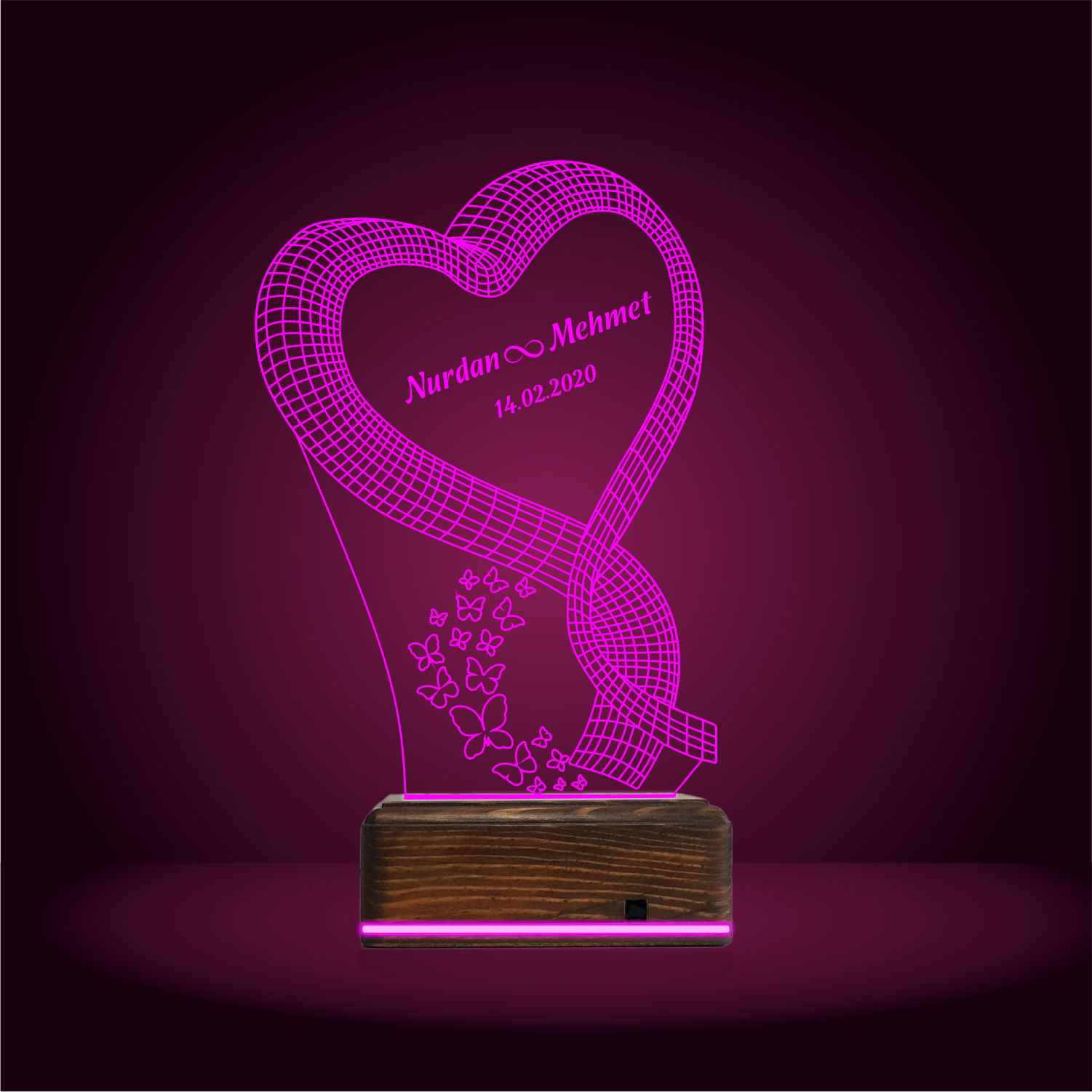 Романтический подарок: сердце с надписями 3d светильник 9