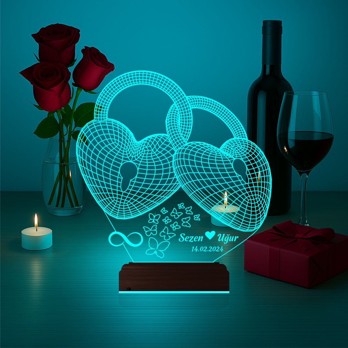 Сердца-замки — 3D LED Ночник | Романтический подарок