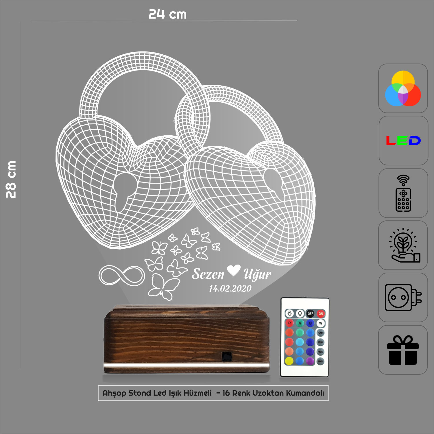 Сердца-замки — 3D LED Ночник | Романтический подарок