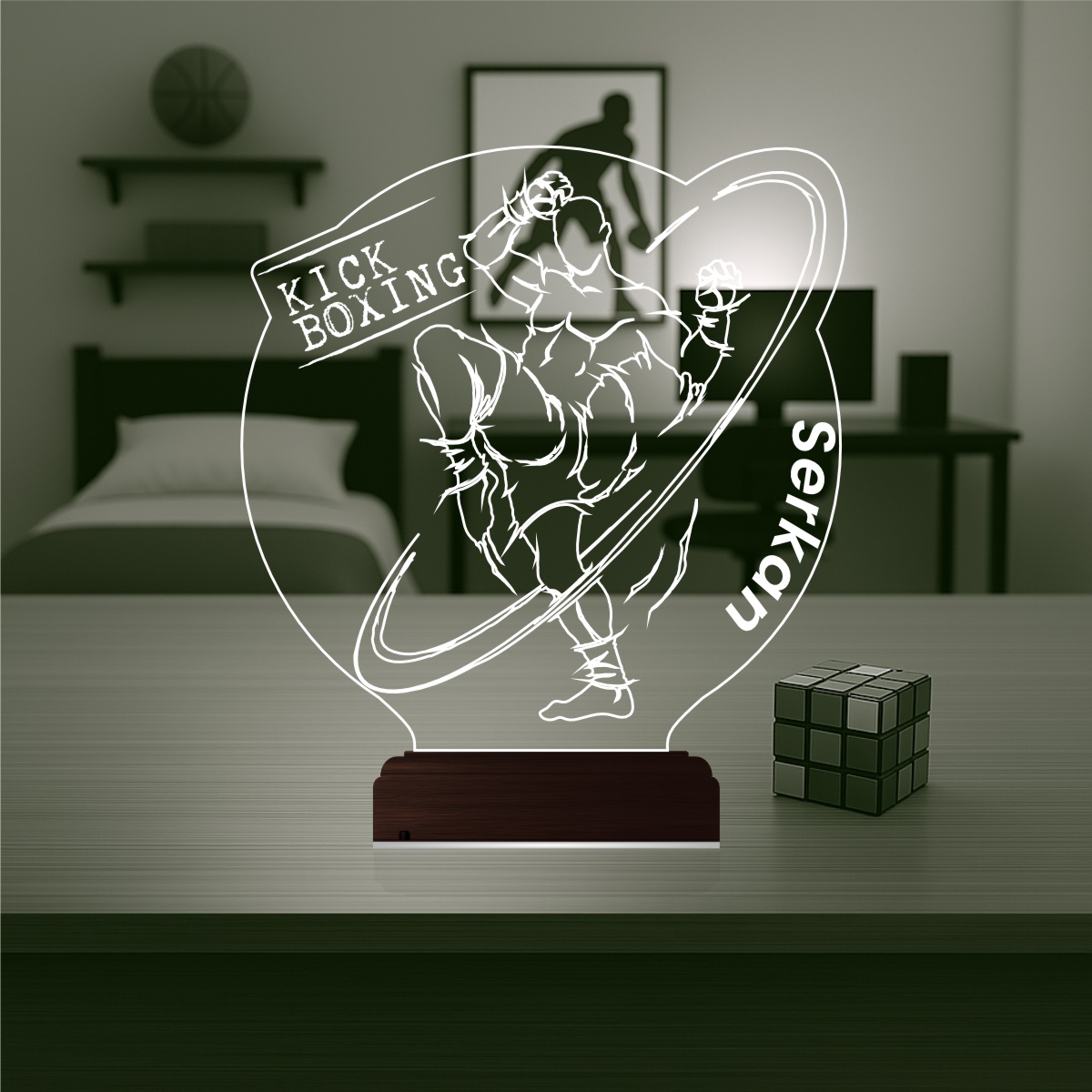 Кикбоксинг — 3D LED Ночник | Именной подарок спортсмену