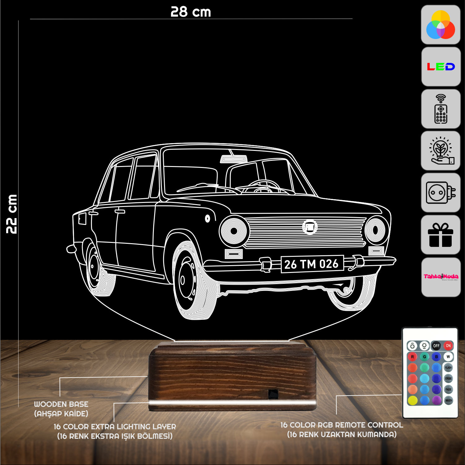 Ретро автомобиль — 3D LED Ночник | Подарок мужчине