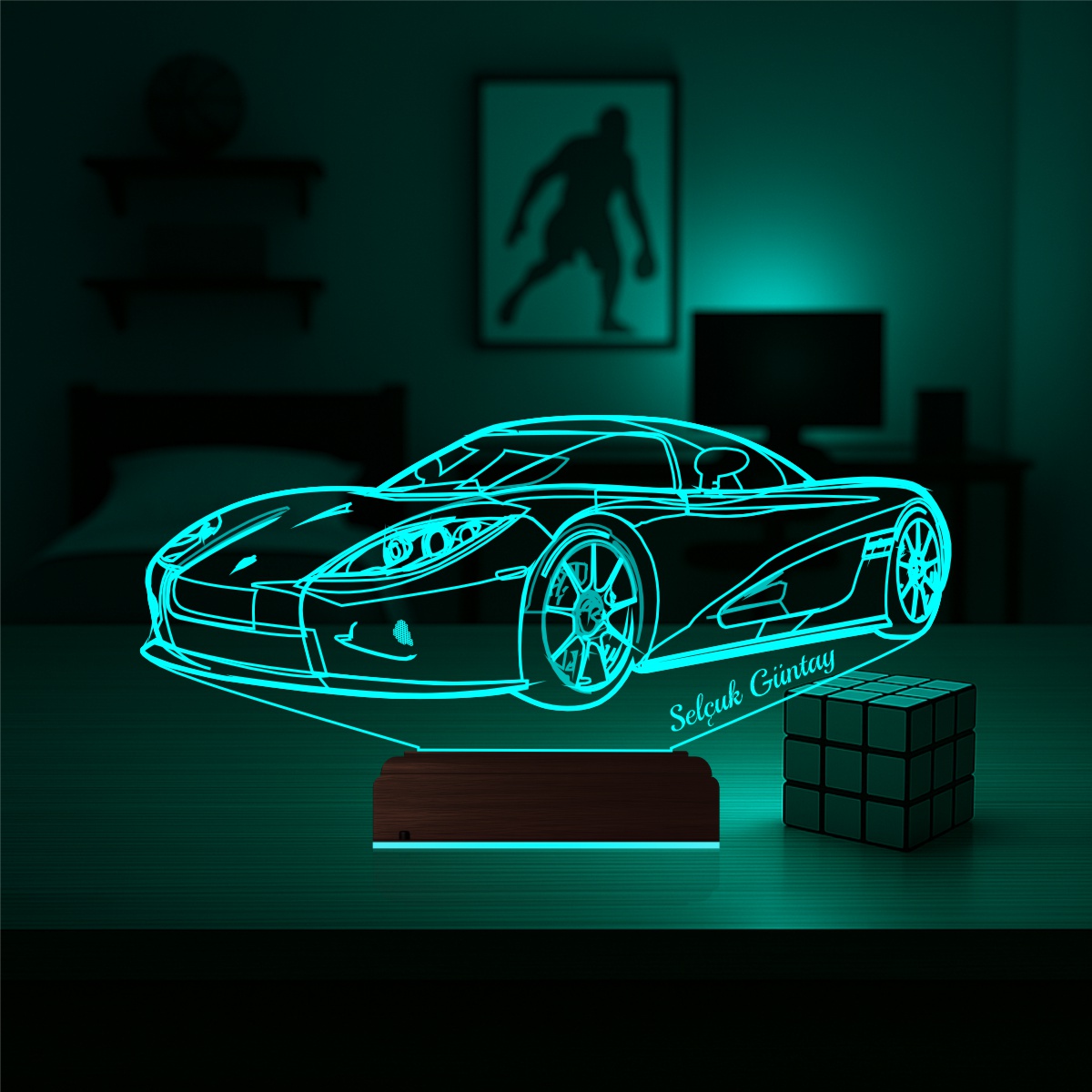 Спорткар — 3D LED Ночник с именем | Подарок мужчине