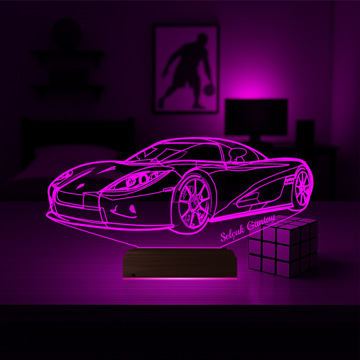 Подарок мужчине: спорткар 3d светильник 3