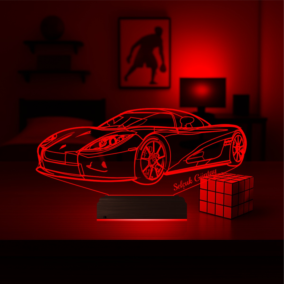 Подарок мужчине: спорткар 3d светильник 6