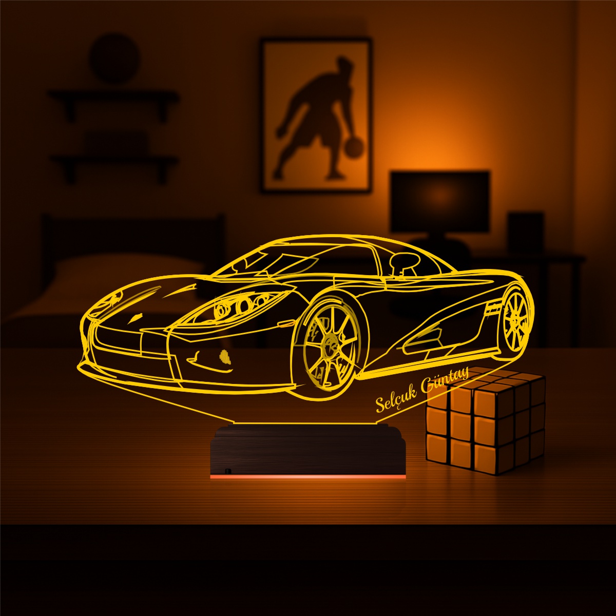 Подарок мужчине: спорткар 3d светильник 7