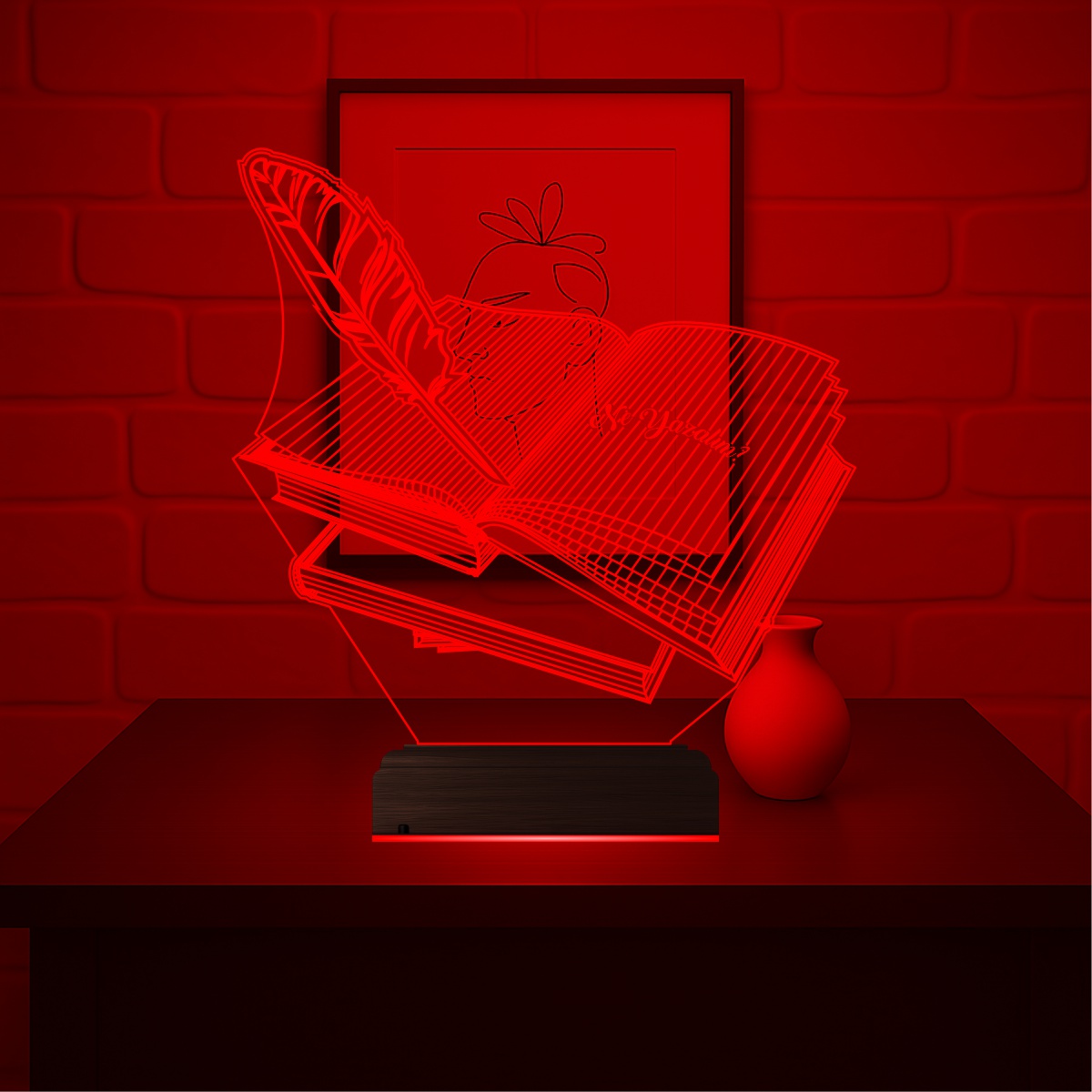 Книги и Перо — 3D LED Ночник | Подарок учителю или писателю