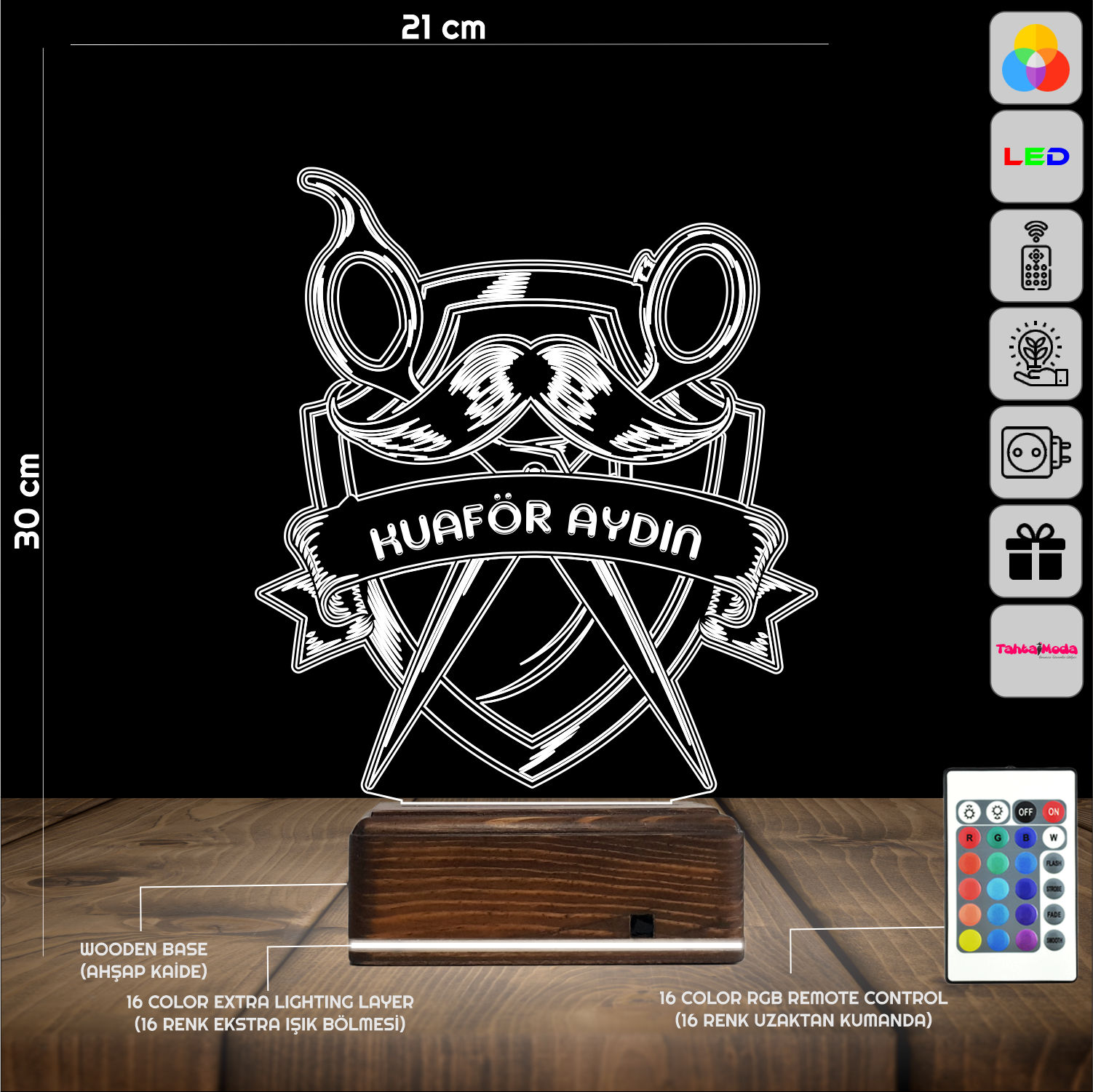 Парикмахер Барбер 3D Ночник Именной