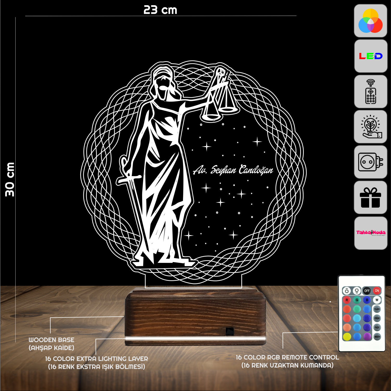 Фемида — 3D LED Ночник | Подарок юристу и адвокату