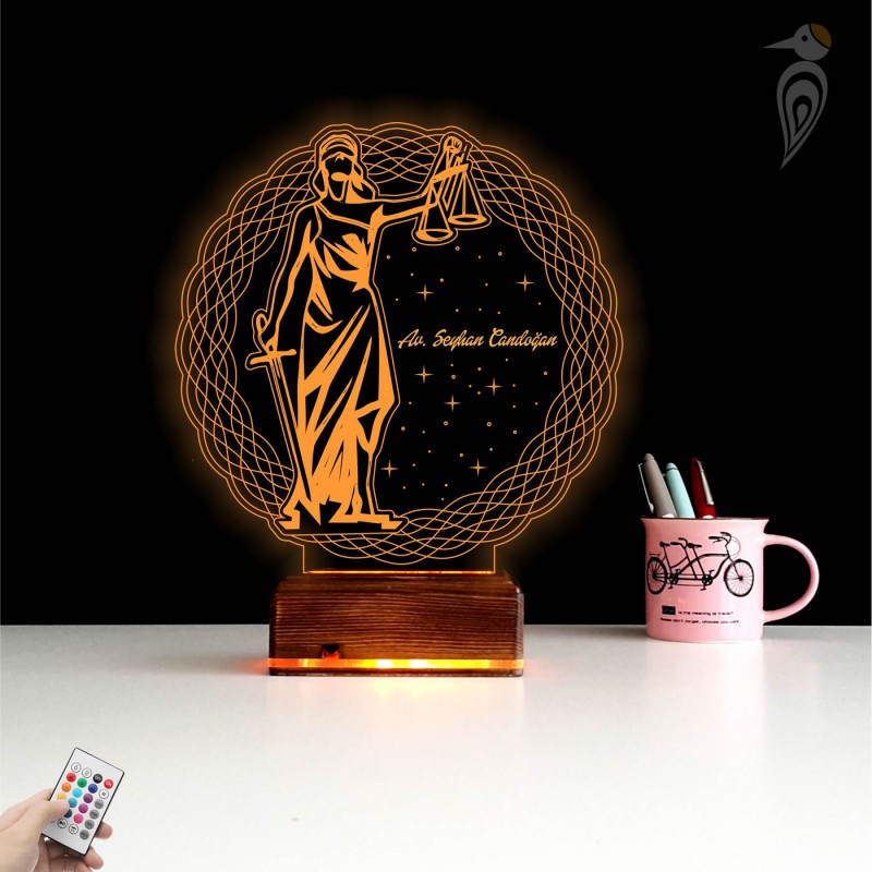 Именной подарок: Фемида богиня правосудия 3d светильник 7