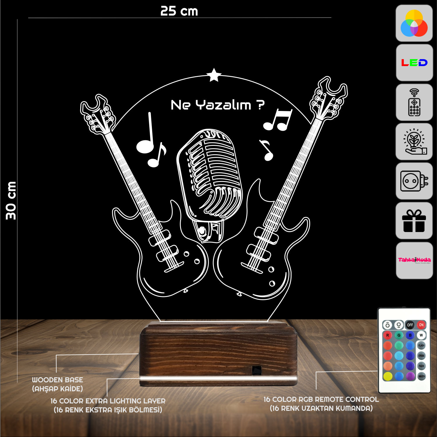 Музыка и Гитара — 3D LED Ночник | Подарок меломану