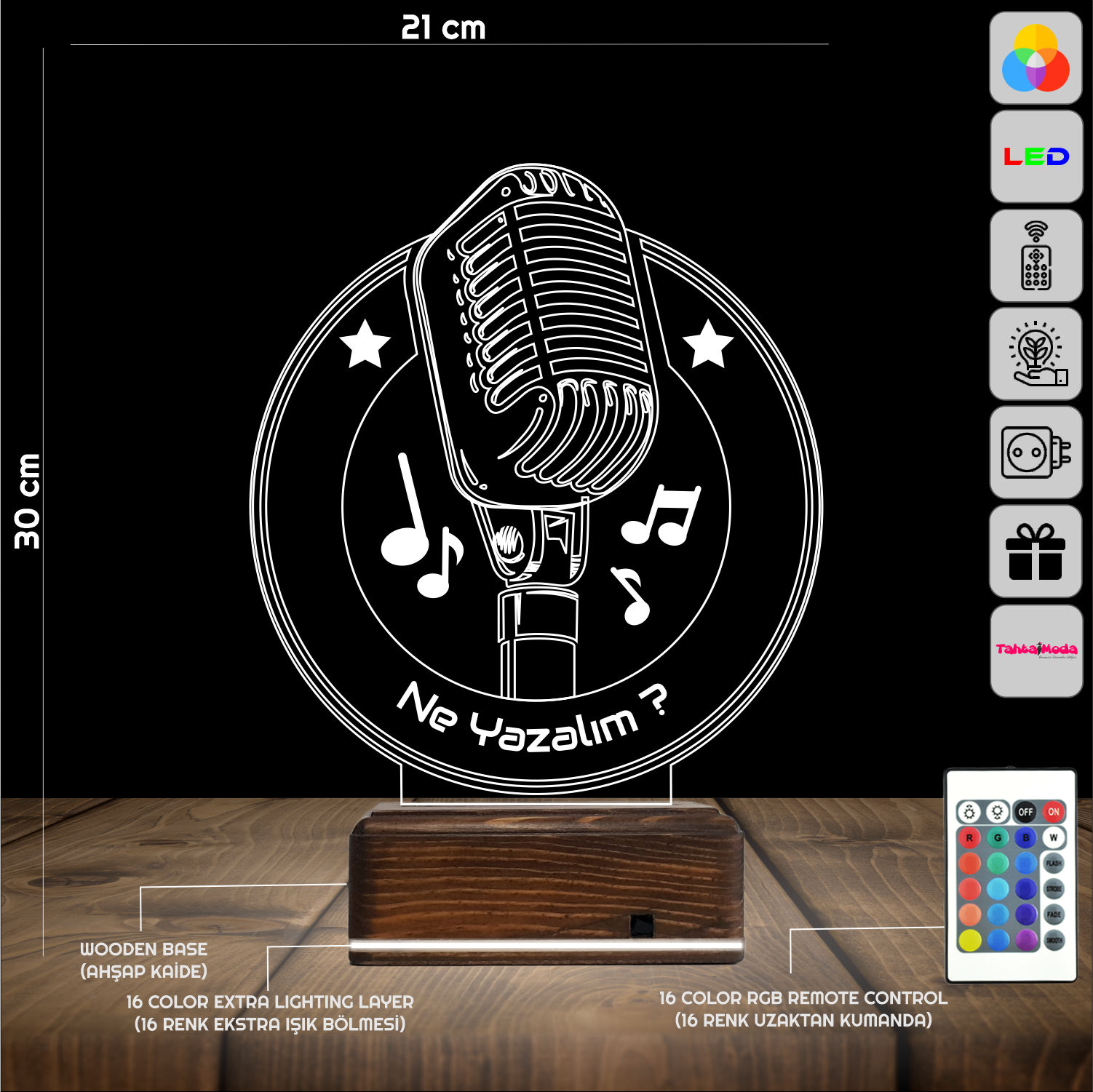 Микрофон — 3D LED Ночник | Подарок музыканту