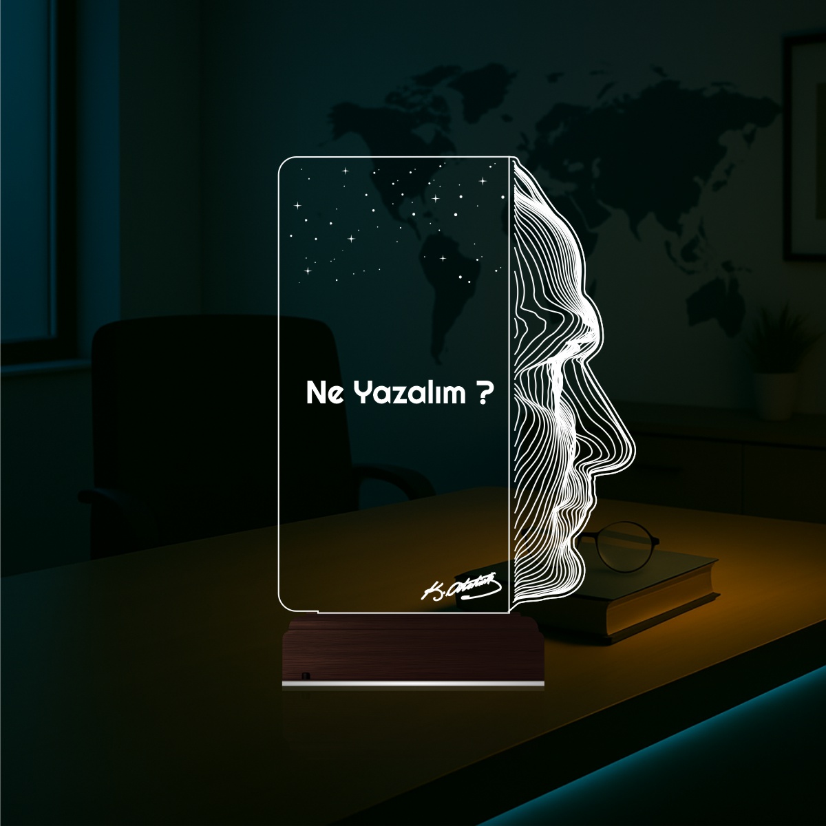 Ататюрк — 3D LED Ночник | Именной подарок руководителю