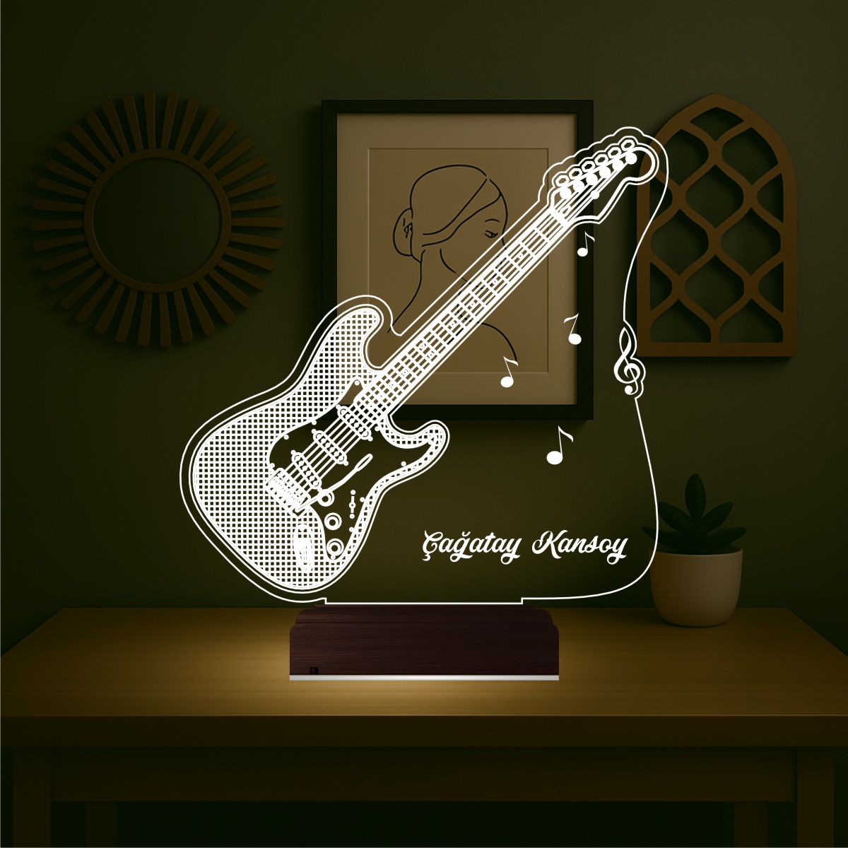 Электрогитара — 3D LED Ночник | Именной подарок музыканту