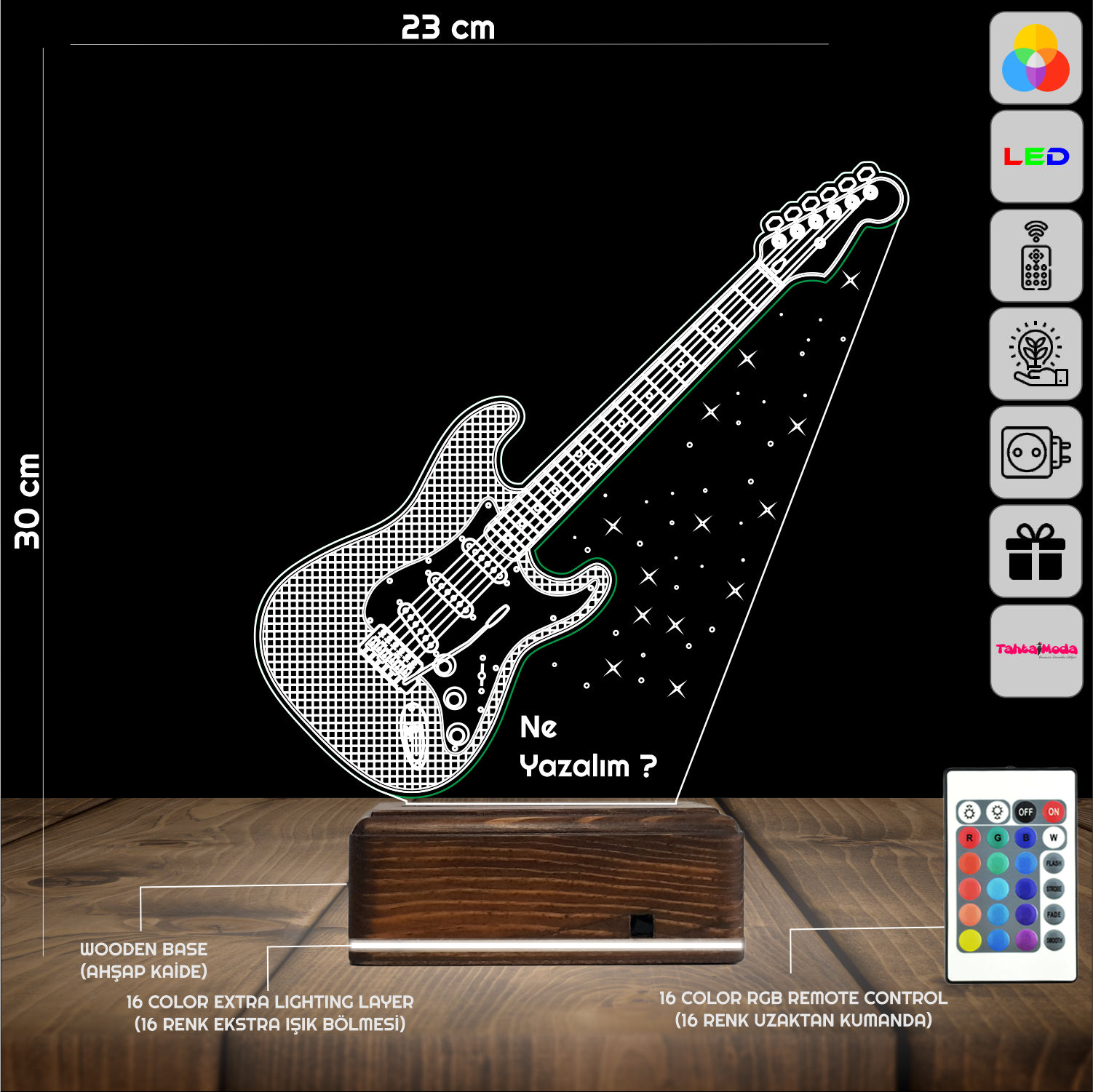 Электрогитара — 3D LED Ночник | Именной подарок музыканту