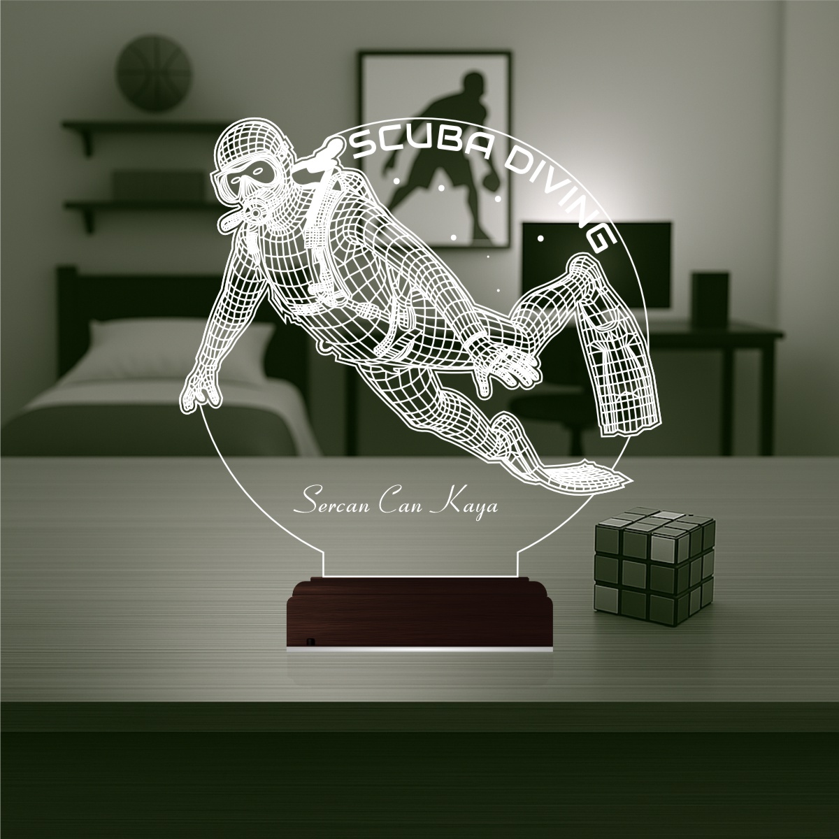 Дайвер — 3D LED Ночник | Подарок с именем мужчине