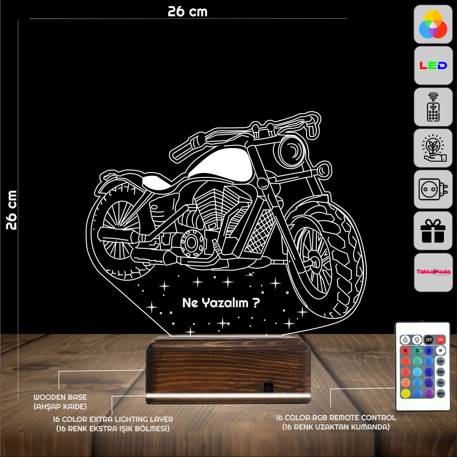 Мотоцикл Чоппер — 3D LED Ночник | Именной подарок мужчине