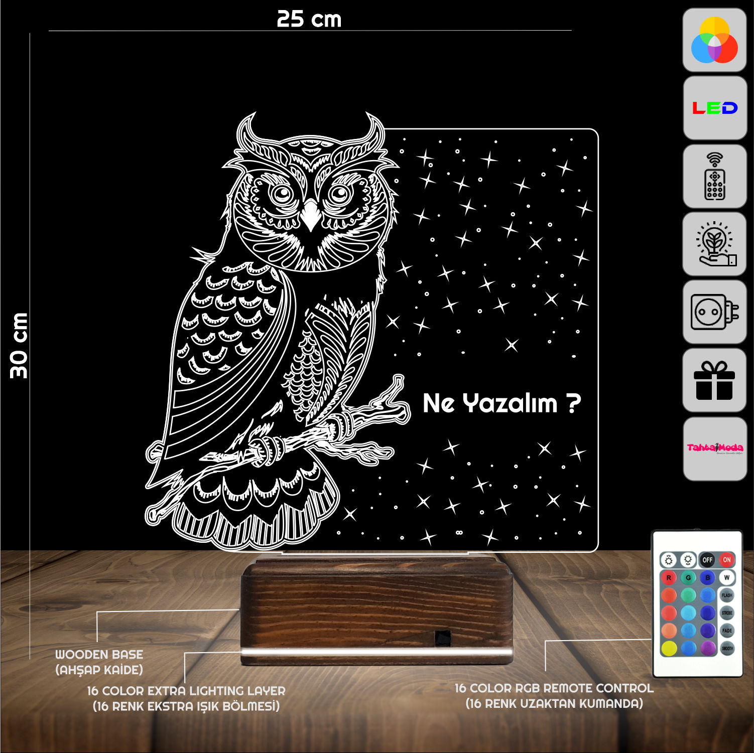 Сова — 3D LED Ночник | Именной подарок