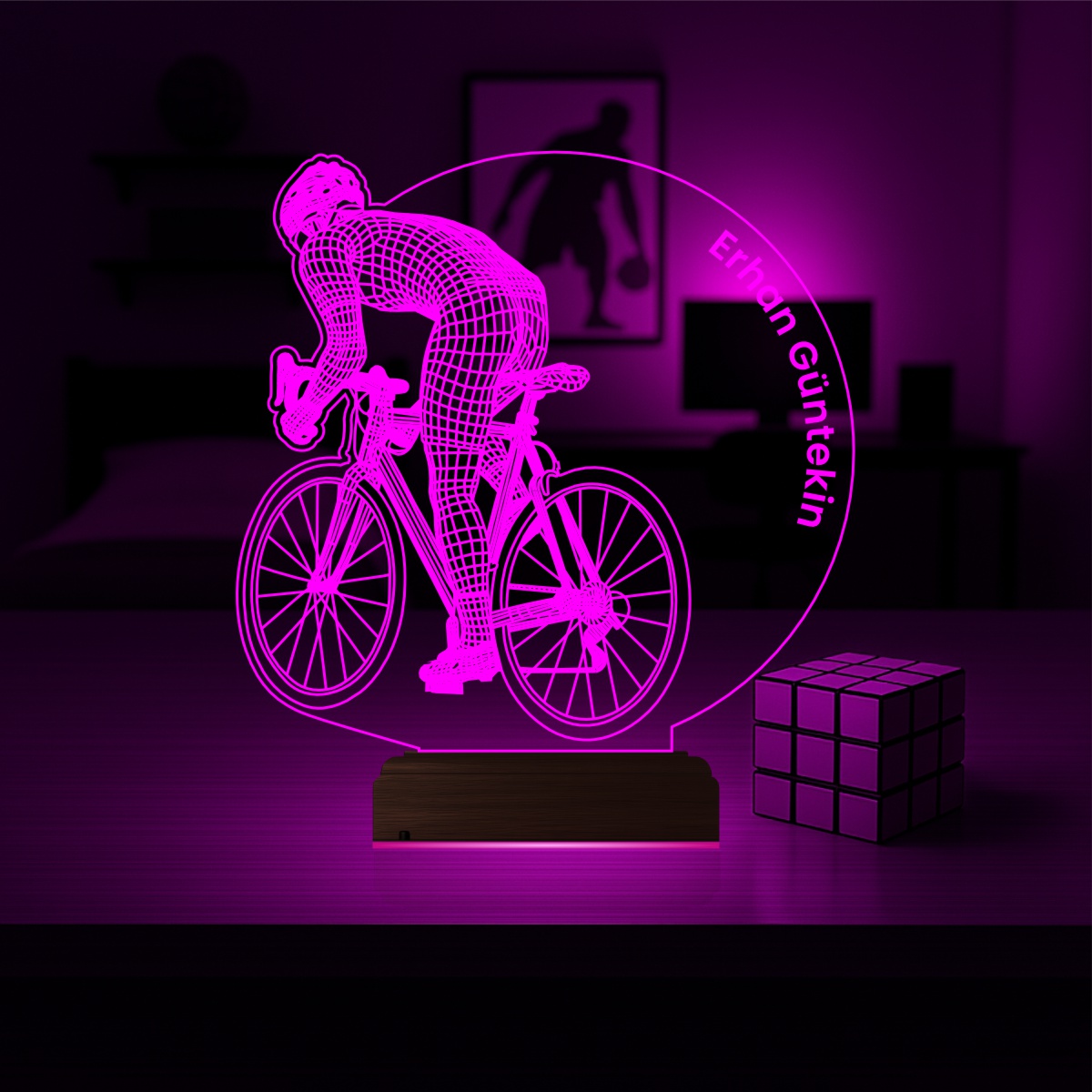 Подарок мужчине: велосипедист 3d светильник 3