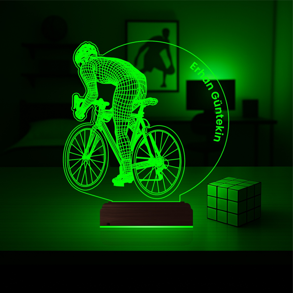 Подарок мужчине: велосипедист 3d светильник 4