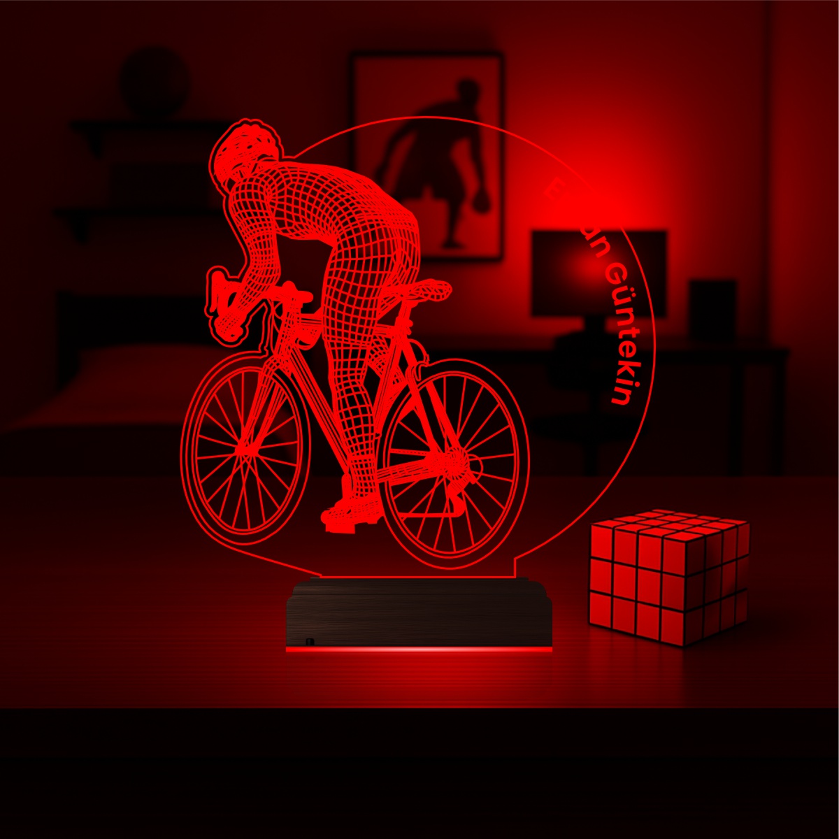 Подарок мужчине: велосипедист 3d светильник 5