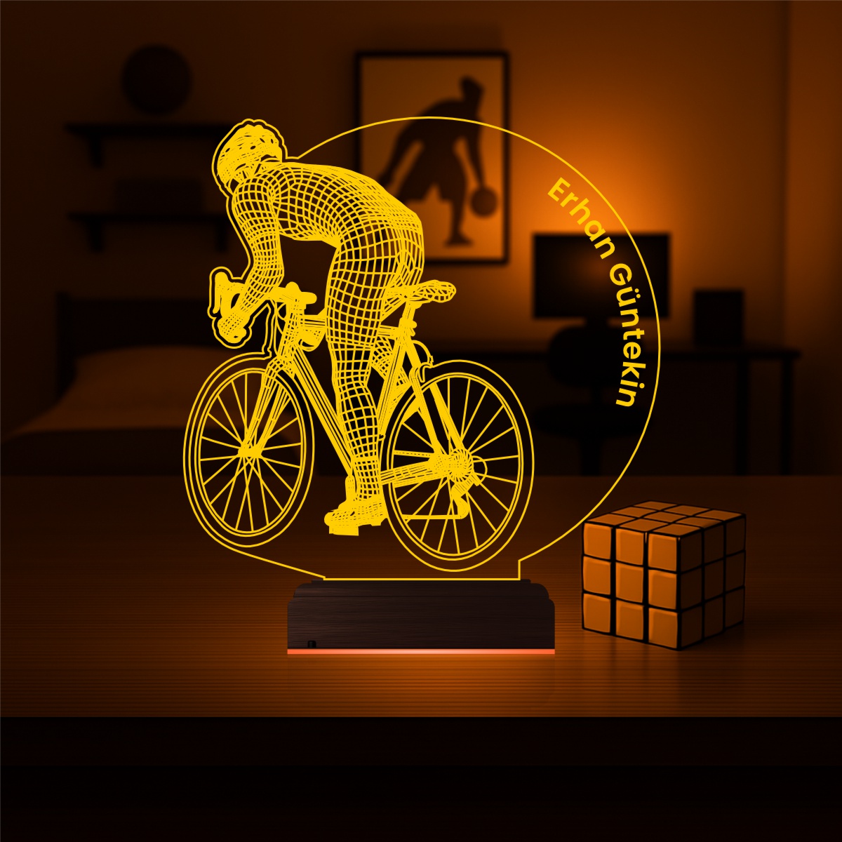 Подарок мужчине: велосипедист 3d светильник 6