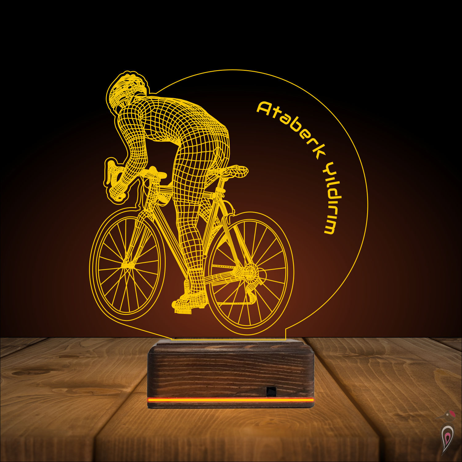 Подарок мужчине: велосипедист 3d светильник 7