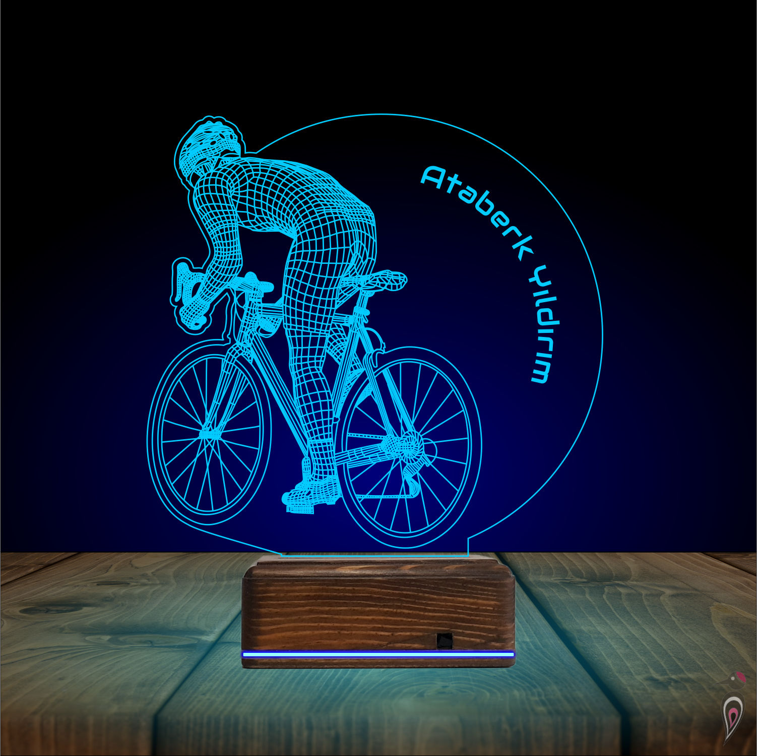 Подарок мужчине: велосипедист 3d светильник 8