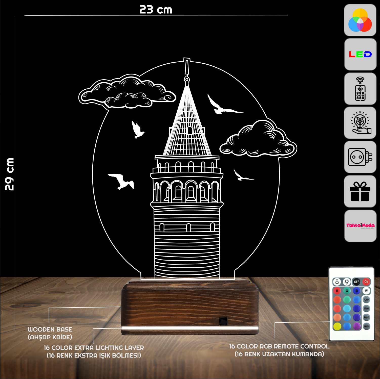 Галатская башня — 3D LED Ночник | Романтический подарок