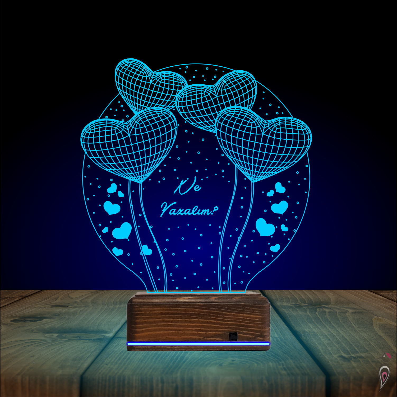 Подарок любимой: мишка с сердцами 3d светильник 8