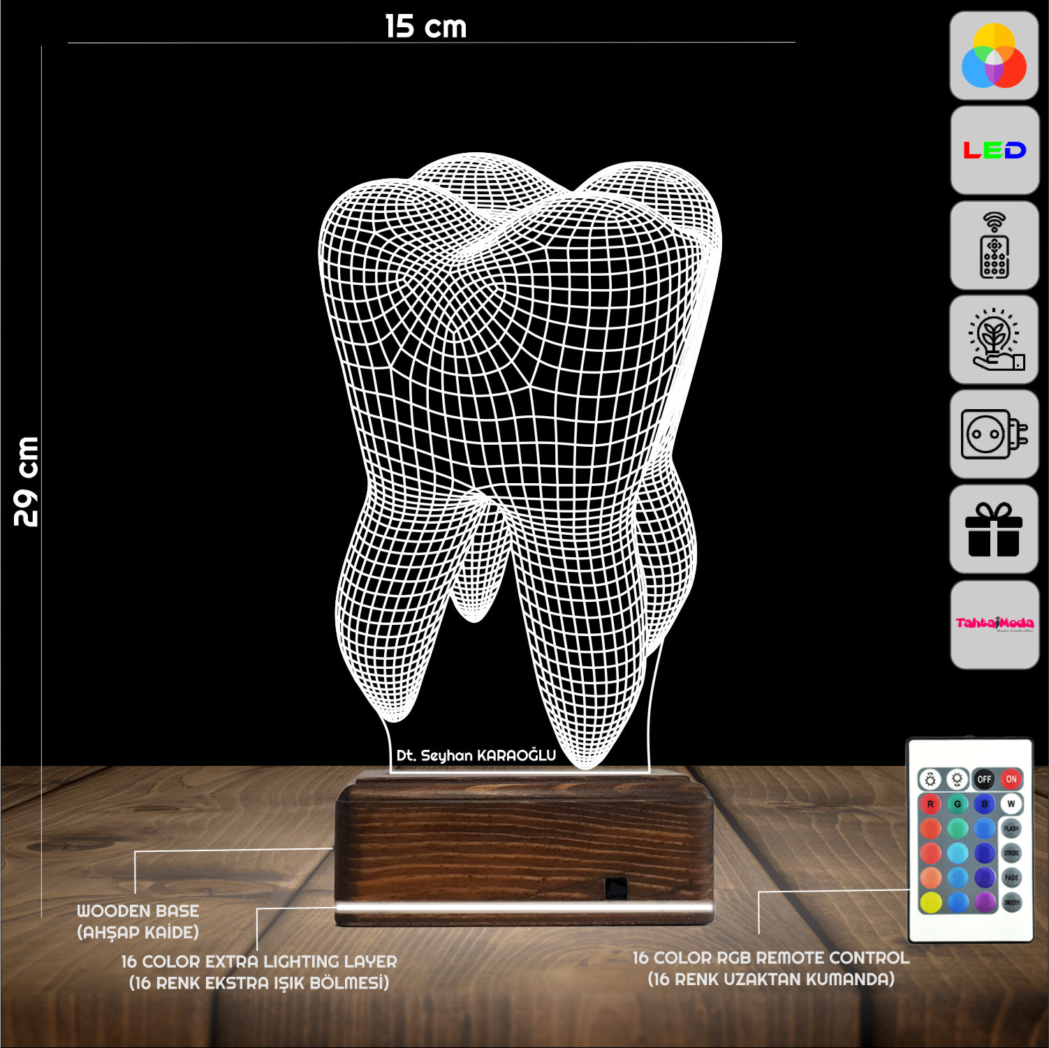 Зуб — 3D LED Ночник | Подарок стоматологу