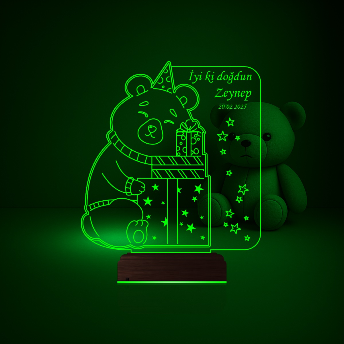 Именной подарок: 3d светильник "Мишка с подарками" 6
